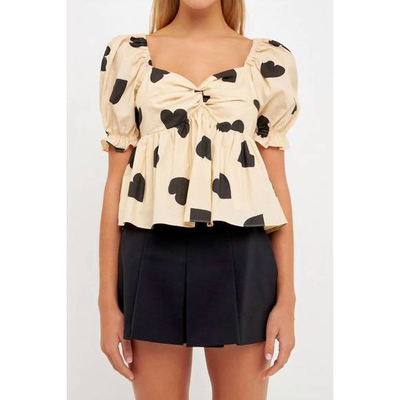 NEW ENGLISH FACTORY my heart is set on you top in beige - Picture 1 of 3